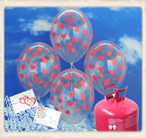 Luftballons-zur-Hochzeit-steigen-lassen-50-transparente-Luftballons-Rote-Herzen-Helium-Ballongas-Einweg-Set-mit-Ballonflugkarten-Ansicht